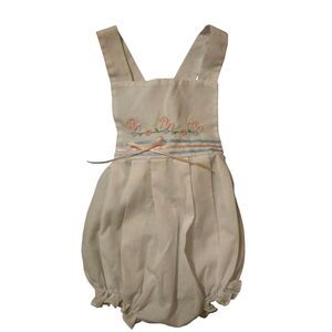 Vintage Cherubs One Piece 6 Months Pink Ducks Floral Easter Spring Embroidered